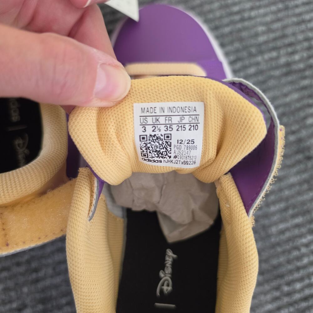 Adidas Disney Minnie Mouse Grand Court Kid's Size 3 Sneakers Purple Yellow Pink - Picture 11 of 12